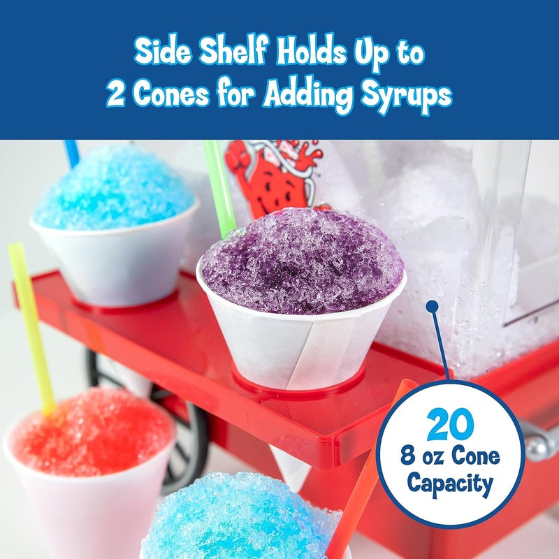 Nostalgia Kool-Aid Snow Cone Shaved Ice Machine - Retro Table-Top Slushie Machine Makes 20 Icy Treats - Includes 2 Reusable Plastic Cups & Ice Scoop - Red - Image 5